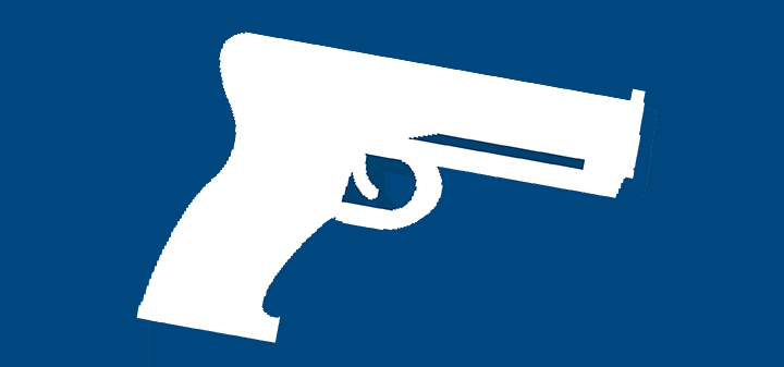 活跃的射手 icon, white pistol on blue background